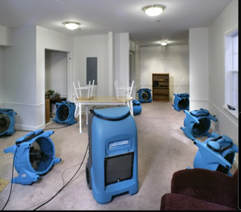 Air movers and dehumidifier setup for Water Extraction & Removal in North Dansville