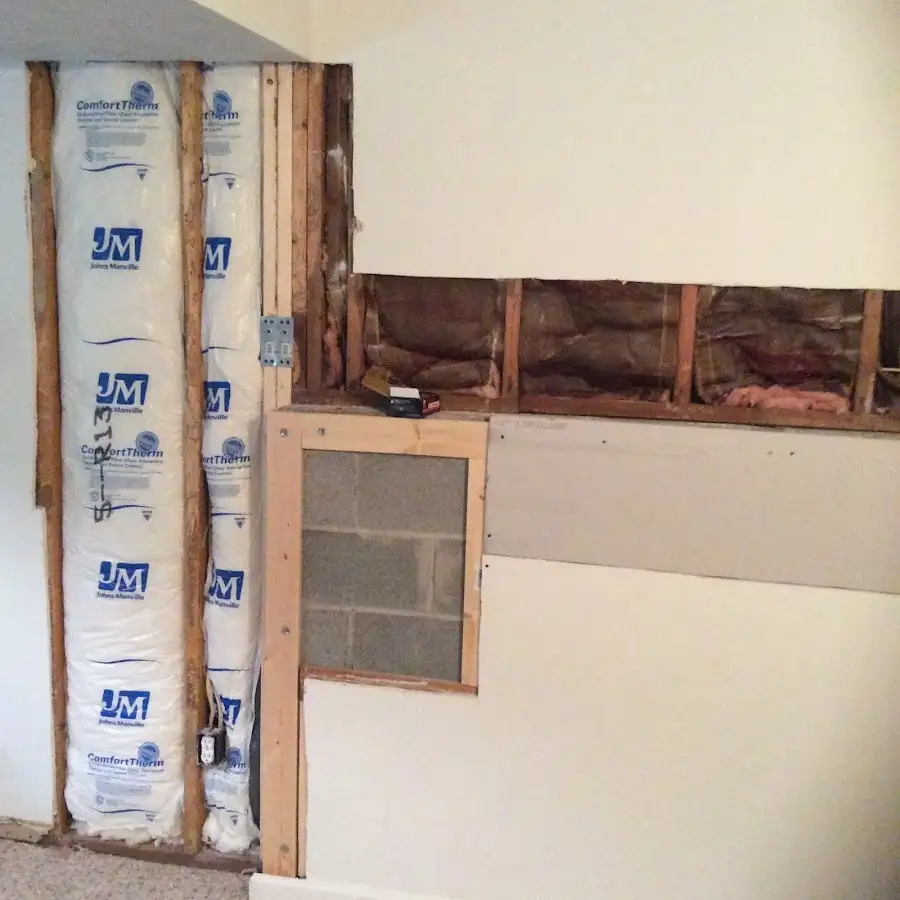 Wall insulation replacement during Contents Cleaning & Restoration in North Dansville